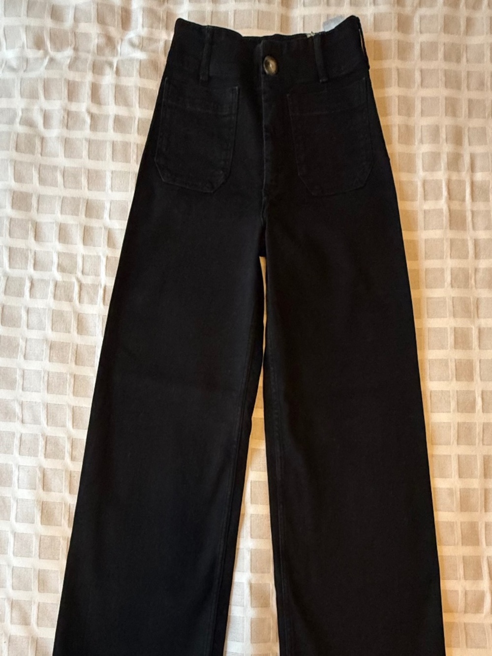 Anthropologie - Colette Denim Cropped Wide-Leg Jeans by Maeve (Black) 25